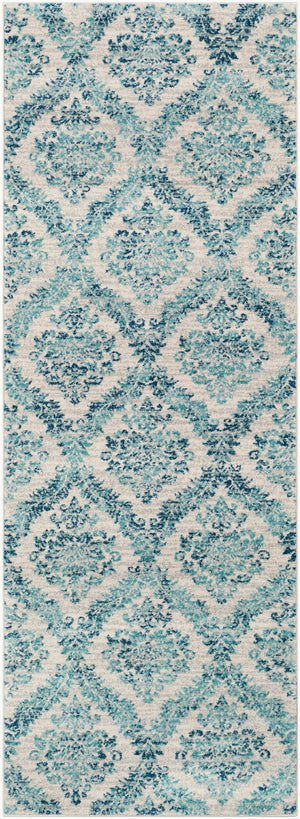 Livabliss Harput Ornate French Country Polypropylene Area Rug Turkey Woven Transitional Accent Navy, Ivory 2'7" x 7'3" HAP1055-2773