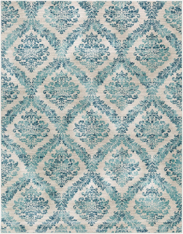 Livabliss Harput Ornate French Country Polypropylene Area Rug Turkey Woven Transitional Accent Navy, Ivory 7'10" x 10'2" HAP1055-710103
