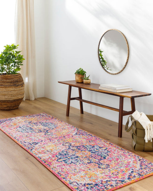 Livabliss Harput Traditional Turkish Pattern Polypropylene Accent Rug for Entryways and Hallways White, Mustard 2'7" x 7'3" HAP1062-2773