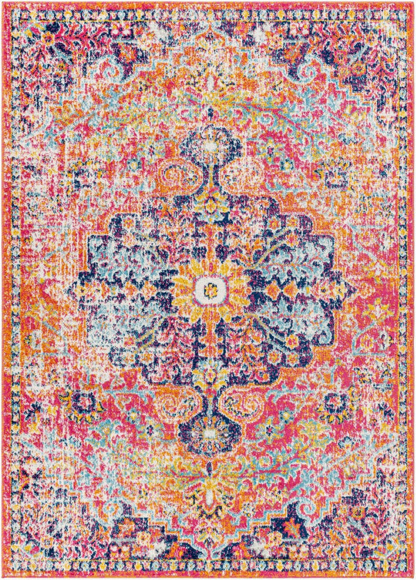 Livabliss Harput Traditional Turkish Pattern Polypropylene Accent Rug for Entryways and Hallways White, Mustard 5'3" x 7'3" HAP1062-5373