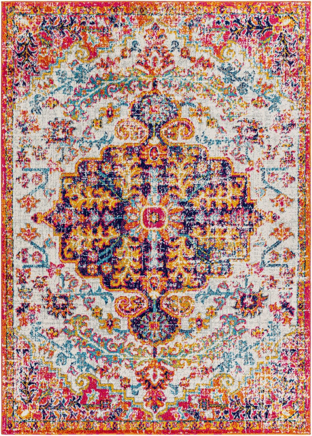 Livabliss Harput Traditional Medallion Polypropylene Area Rug for Living Room or Home Office Light Beige, Mu 3'11" x 5'7" HAP1066-31157