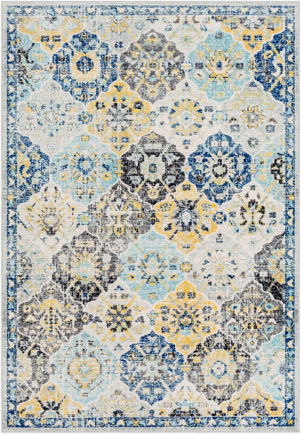 Livabliss Harput Traditional Medallion Runner Rug Polypropylene for Hallway and Entryway Navy, Mustard 3'11" x 5'7" HAP1072-31157
