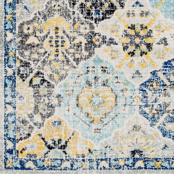 Livabliss Harput Traditional Medallion Runner Rug Polypropylene for Hallway and Entryway Navy, Mustard 2'7" x 7'3" HAP1072-2773