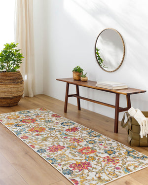 Livabliss Harput Geometric Polypropylene Accent Rug for Living Room Bedroom or Entryway Decor Mustard, Teal 2'7" x 7'3" HAP1074-2773