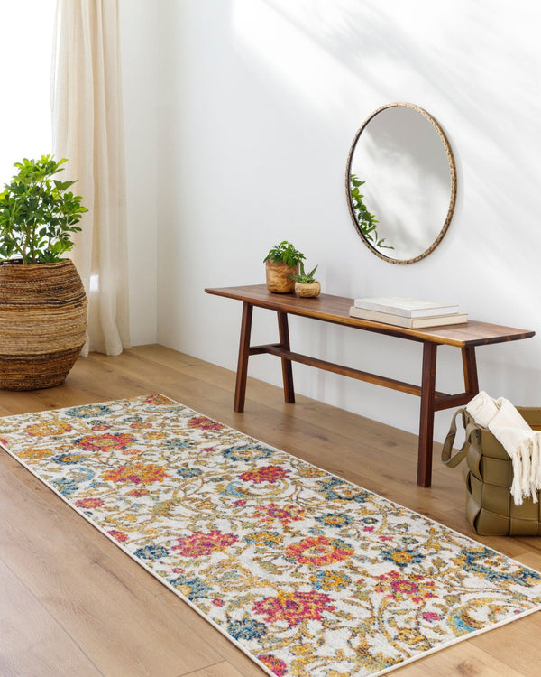 Livabliss Harput Geometric Polypropylene Accent Rug for Living Room Bedroom or Entryway Decor Mustard, Teal 2'7" x 7'3" HAP1074-2773