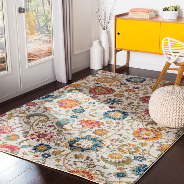 Livabliss Harput Geometric Polypropylene Accent Rug for Living Room Bedroom or Entryway Decor Mustard, Teal 2' x 2'11" HAP1074-23