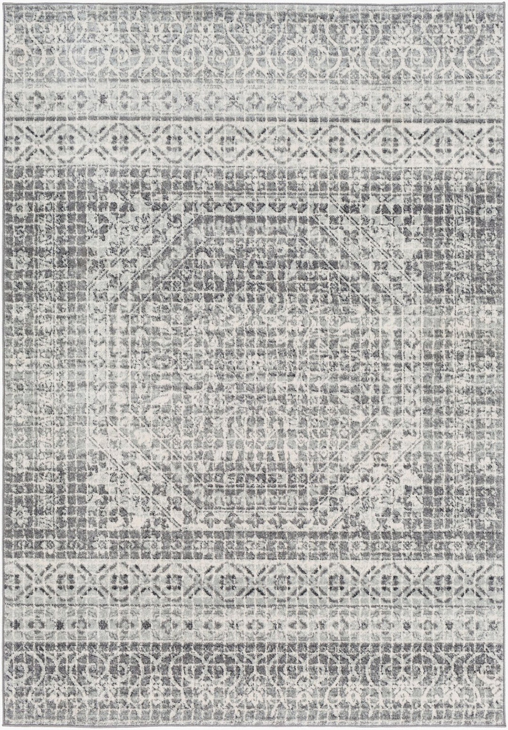 Livabliss Harput Traditional Medallion Polypropylene Area Rug for Living Room or Bedroom Medium Gray, Ch 3'11" x 5'7" HAP1080-31157