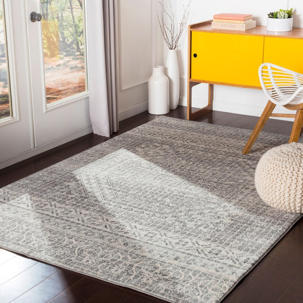 Livabliss Harput Traditional Medallion Polypropylene Area Rug for Living Room or Bedroom Medium Gray, Ch 3'11" x 5'7" HAP1080-31157