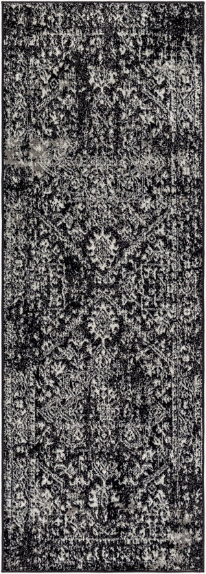 Livabliss Harput Medallion Polypropylene Area Rug for Entryways Hallways and High Traffic Zones Black, Charcoal 2'7" x 7'3" HAP1087-2773