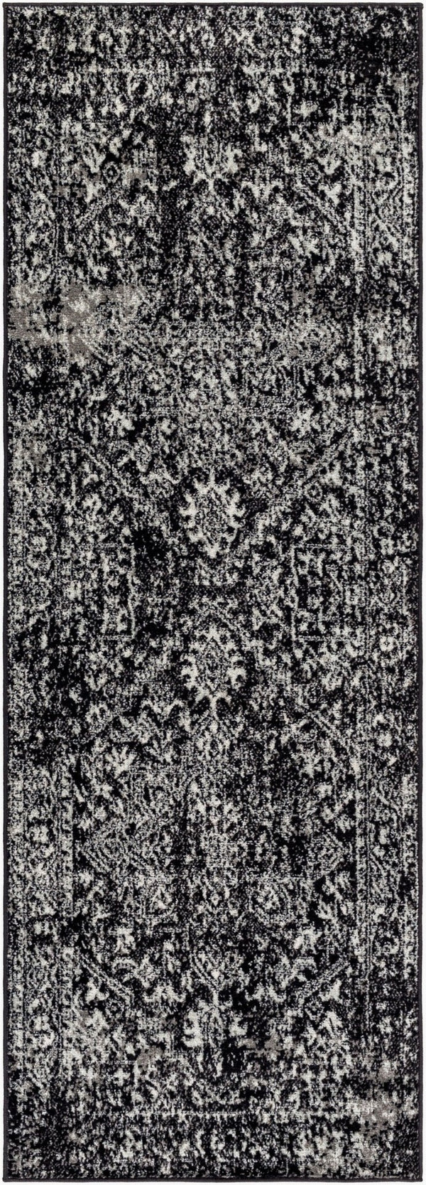 Livabliss Harput Medallion Polypropylene Area Rug for Entryways Hallways and High Traffic Zones Black, Charcoal 2'7" x 7'3" HAP1087-2773