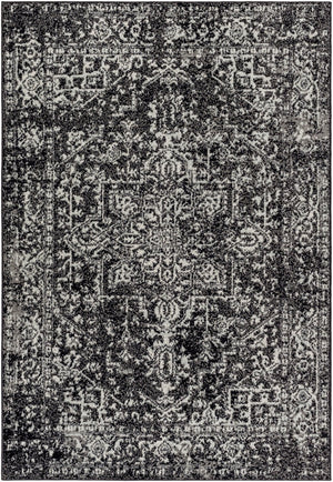 Livabliss Harput Medallion Polypropylene Area Rug for Entryways Hallways and High Traffic Zones Black, Charcoal 8'10" x 12'6" HAP1087-93126