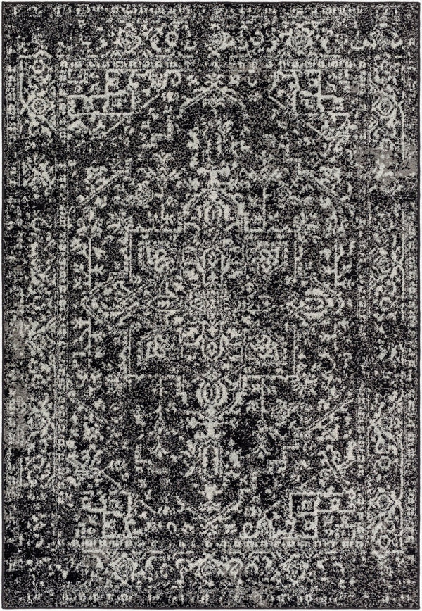 Livabliss Harput Medallion Polypropylene Area Rug for Entryways Hallways and High Traffic Zones Black, Charcoal 8'10" x 12'6" HAP1087-93126