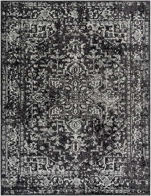 Livabliss Harput Medallion Polypropylene Area Rug for Entryways Hallways and High Traffic Zones Black, Charcoal 7'10" x 10'2" HAP1087-710103