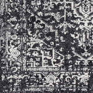 Livabliss Harput Medallion Polypropylene Area Rug for Entryways Hallways and High Traffic Zones Black, Charcoal 8'10" x 12'6" HAP1087-93126