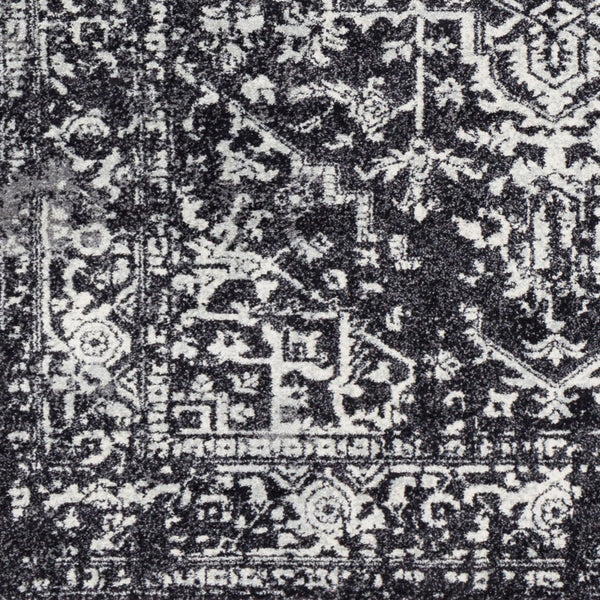 Livabliss Harput Medallion Polypropylene Area Rug for Entryways Hallways and High Traffic Zones Black, Charcoal 8'10" x 12'6" HAP1087-93126