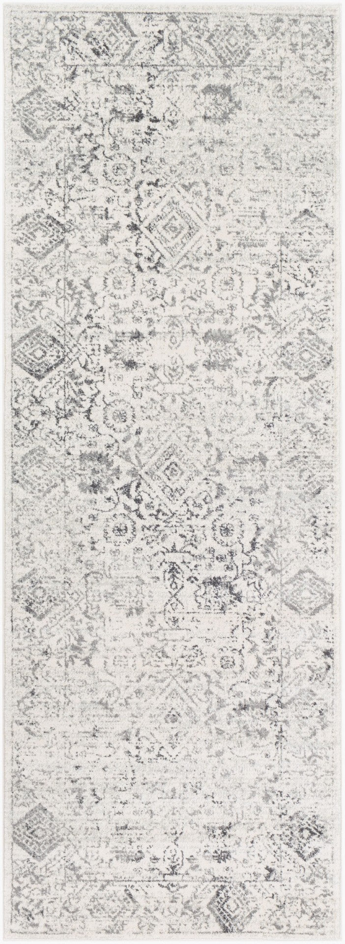 Livabliss Harput Medallion Geometric Area Rug Machine Woven Polypropylene for Entryways and Kitchens Charcoal, Light 2'7" x 7'3" HAP1091-2773