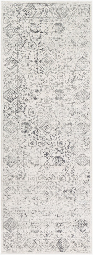 Livabliss Harput Medallion Geometric Area Rug Machine Woven Polypropylene for Entryways and Kitchens Charcoal, Light 2'7" x 7'3" HAP1091-2773