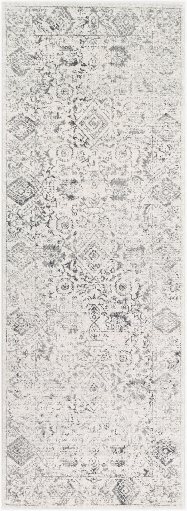 Livabliss Harput Medallion Geometric Area Rug Machine Woven Polypropylene for Entryways and Kitchens Charcoal, Light 2'7" x 7'3" HAP1091-2773