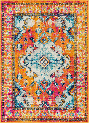 Livabliss Harput Medallion Area Rug Polypropylene Machine Woven for Living and Dining Rooms Navy, Sky Blue 6'7" x 9' HAP1118-679