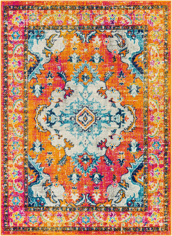 Livabliss Harput Medallion Area Rug Polypropylene Machine Woven for Living and Dining Rooms Navy, Sky Blue 6'7" x 9' HAP1118-679