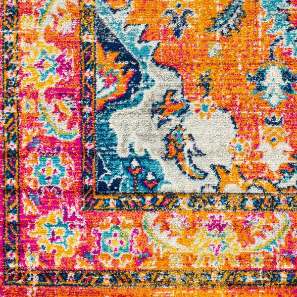 Livabliss Harput Medallion Area Rug Polypropylene Machine Woven for Living and Dining Rooms Navy, Sky Blue 6'7" x 9' HAP1118-679