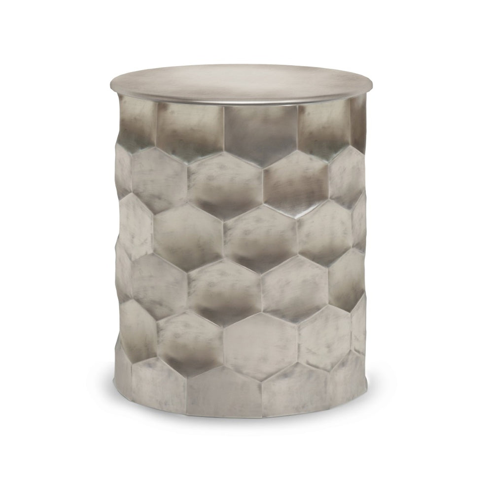 English Elm Whitney Metal Storage Side Table - Vintage Glamour With Honeycomb Texture & Removable Lid B136P158978-GIGA