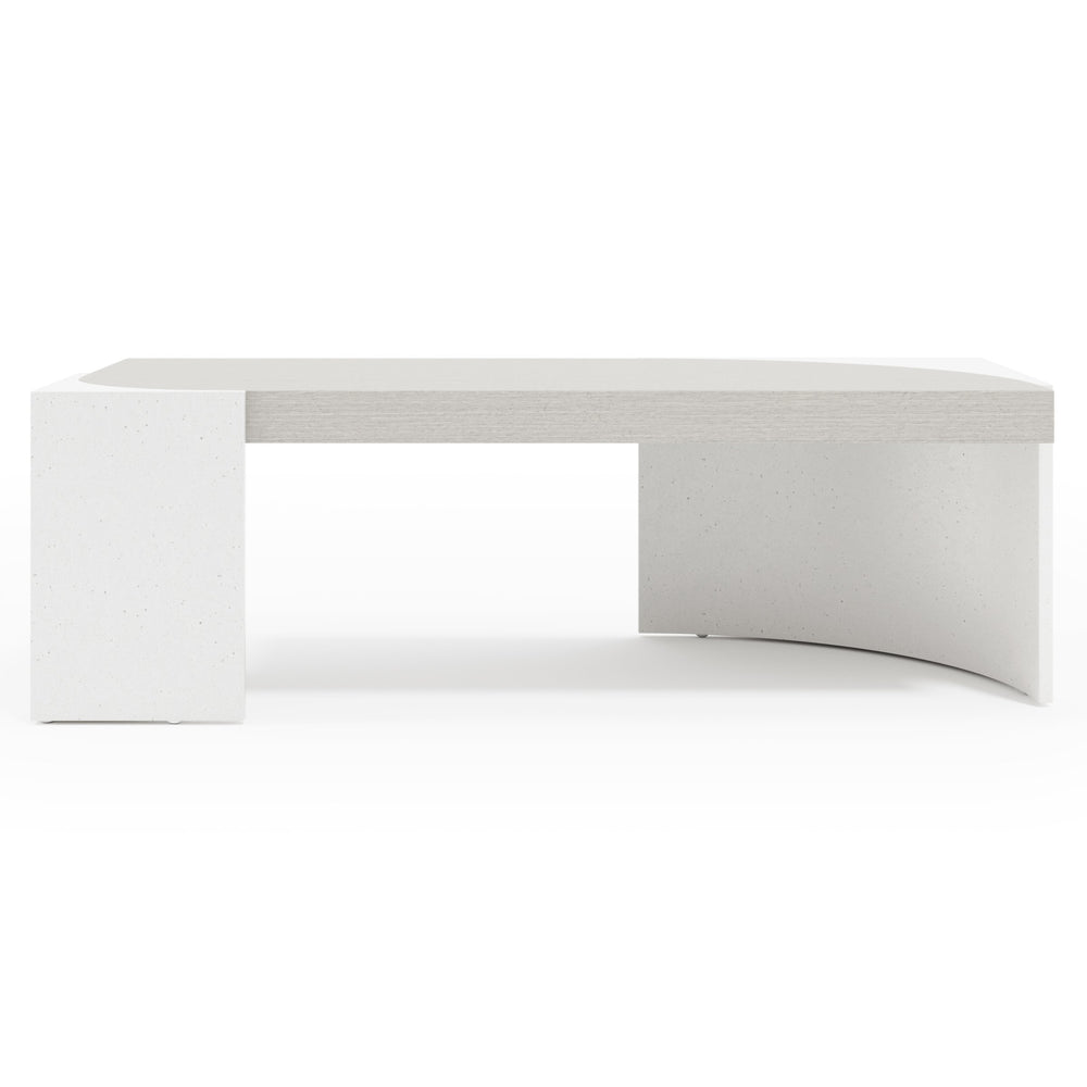 Bernhardt Bernhardt Sculptural Stratum Cocktail Table With Mist Wood Top & Fossil Faux Stone Corner Posts 325021