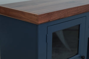 Origins Harbor Midnight Blue TV Console with Walnut Top, 94" Wide Fully Assembled Media Cabinet, Storage SB9500-20