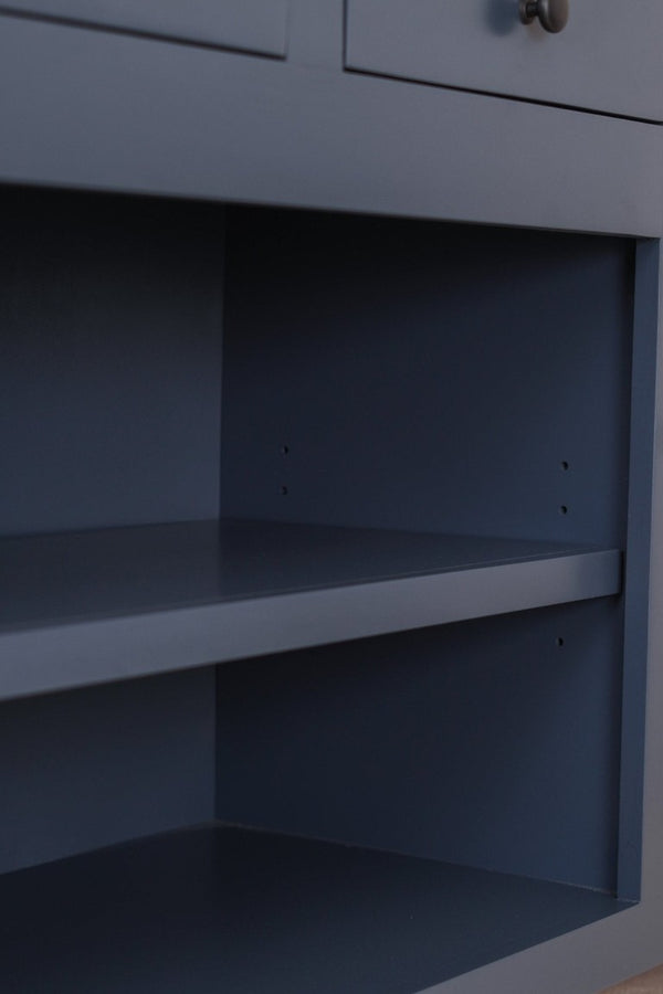 Origins Harbor Midnight Blue TV Console with Walnut Top, 94" Wide Fully Assembled Media Cabinet, Storage SB9500-20