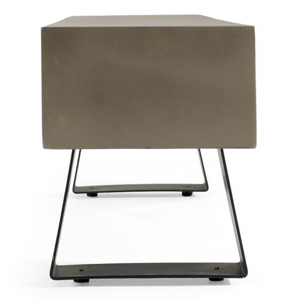 VIG Furniture Haring Dark Grey Concrete Bench With Black Metal Legs — Durable Fiber-Reinforced Seat, Sealed Finish VGGR611290
