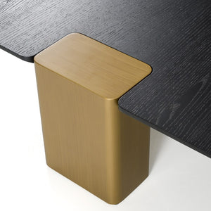 VIG Furniture Harold Modern Black Oak Coffee Table W39.4Xd39.4Xh12.6 | Brushed Gold Legs, Minimal 3-Leg Luxe VGHB467E