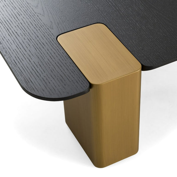 VIG Furniture Harold Black Oak Nesting Coffee Table Set — Modern Square Duo With Brushed Gold Legs, Sturdy 65 Lb Capacity VGHB-467E-SET