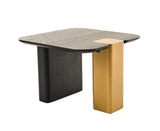 VIG Furniture Modrest Harold - Modern Black + Brushed Gold Oak Square Coffee Table Set VGHB467E2-467B