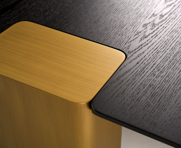 VIG Furniture Modrest Harold - Modern Black + Brushed Gold Oak Square Coffee Table Set VGHB467E2-467B