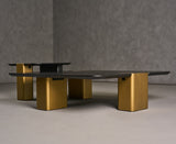 VIG Furniture Modrest Harold - Modern Black + Brushed Gold Oak Square Coffee Table Set VGHB467E2-467B