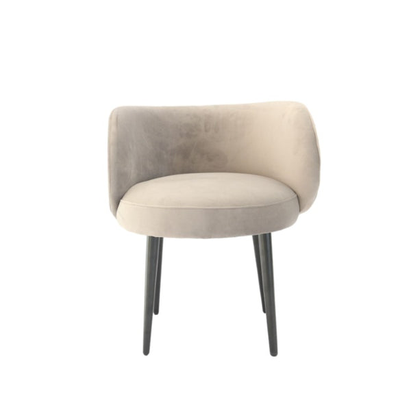 VIG Furniture Hartman Plush Grey Velvet Accent Chair With Pleated Curved Back, Black Metal Legs, 440Lb Capacity VGMFMC-457-GRY-CH