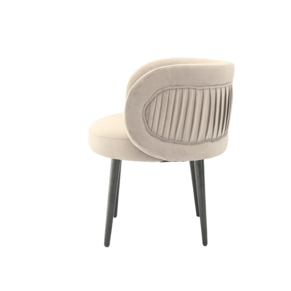 VIG Furniture Hartman Plush Grey Velvet Accent Chair With Pleated Curved Back, Black Metal Legs, 440Lb Capacity VGMFMC-457-GRY-CH