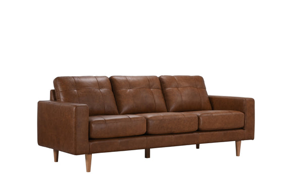 Porter Designs Porter Glisan Mid-century Modern Brown Full-grain Leather Sofa – Timeless Style & Comfort! Brown Leather 02-204-01-7168