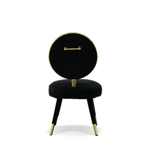 VIG Furniture Haswell Glam Velvet Accent Chairs Set Of Two — Sculptural Circular Seats With Gold Chrome Accents, Plush Comfort Black Lounge Chair VGMFMC-479-BLK-CH
