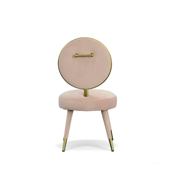 VIG Furniture Haswell Glam Velvet Accent Chairs Set Of Two — Sculptural Circular Seats With Gold Chrome Accents, Plush Comfort Pink Lounge Chair VGMFMC-479-PK-CH