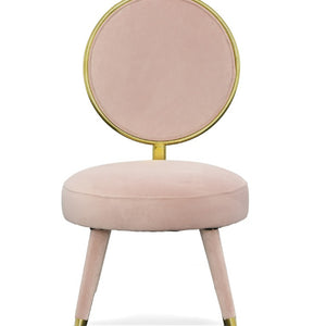 VIG Furniture Haswell Glam Velvet Accent Chairs Set Of Two — Sculptural Circular Seats With Gold Chrome Accents, Plush Comfort Pink Lounge Chair VGMFMC-479-PK-CH