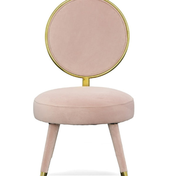 VIG Furniture Haswell Glam Velvet Accent Chairs Set Of Two — Sculptural Circular Seats With Gold Chrome Accents, Plush Comfort Pink Lounge Chair VGMFMC-479-PK-CH