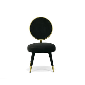 VIG Furniture Haswell Glam Velvet Accent Chairs Set Of Two — Sculptural Circular Seats With Gold Chrome Accents, Plush Comfort Black Lounge Chair VGMFMC-479-BLK-CH