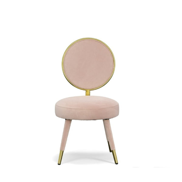 VIG Furniture Haswell Glam Velvet Accent Chairs Set Of Two — Sculptural Circular Seats With Gold Chrome Accents, Plush Comfort Pink Lounge Chair VGMFMC-479-PK-CH