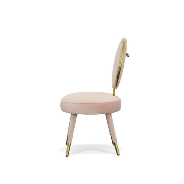 VIG Furniture Haswell Glam Velvet Accent Chairs Set Of Two — Sculptural Circular Seats With Gold Chrome Accents, Plush Comfort Pink Lounge Chair VGMFMC-479-PK-CH