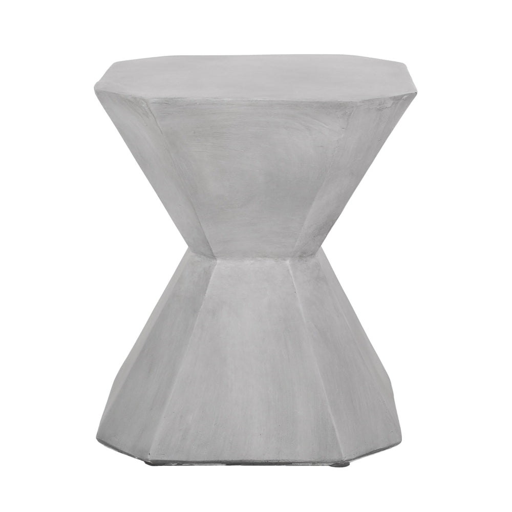 English Elm Outdoor Sculptural Concrete Side Table Hourglass Base Minimalist Patio Accent 73453.00