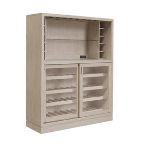 Modern Sliding Door Wine Bar Gray with Light Wood P021777 Pulaski Furniture