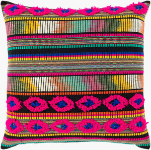 Surya Haruki 20" X 20" Global Inspired Accent Pillow - Elegant, Durable Home Decor For Eclectic Charm Black Acrylic,Cotton,Cotton Hau001-2020d