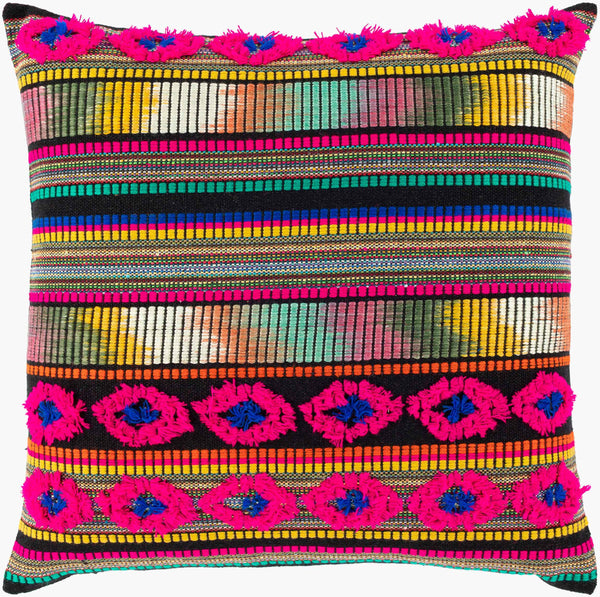 Surya Haruki 20" X 20" Global Inspired Accent Pillow - Elegant, Durable Home Decor For Eclectic Charm Black Acrylic,Cotton,Cotton Hau001-2020d