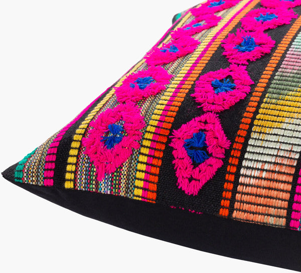 Surya Haruki 20" X 20" Global Inspired Accent Pillow - Elegant, Durable Home Decor For Eclectic Charm Black Acrylic,Cotton,Cotton Hau001-2020d